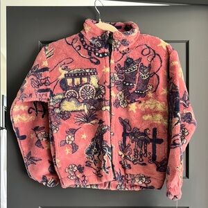NWT Vintage Pink Pony Cowgirl Fleece Zip Up Girls Jacket Long Sleeve Medium